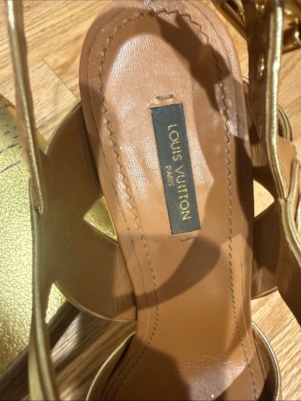 Louis Vuitton Tan Leather Platform Ankle-Strap Sandals
